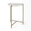 Mercana Stella 17L x 17W White Round Marble Top W/Gold Base Accent Table