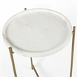 Mercana Stella 17L x 17W White Round Marble Top W/Gold Base Accent Table