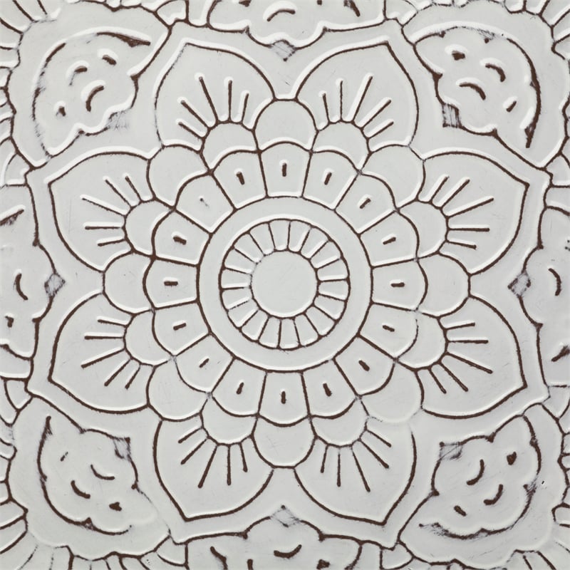 Miranda Set of 2 Stamped White/ Gray Metal Lotus Flower Wall Decor