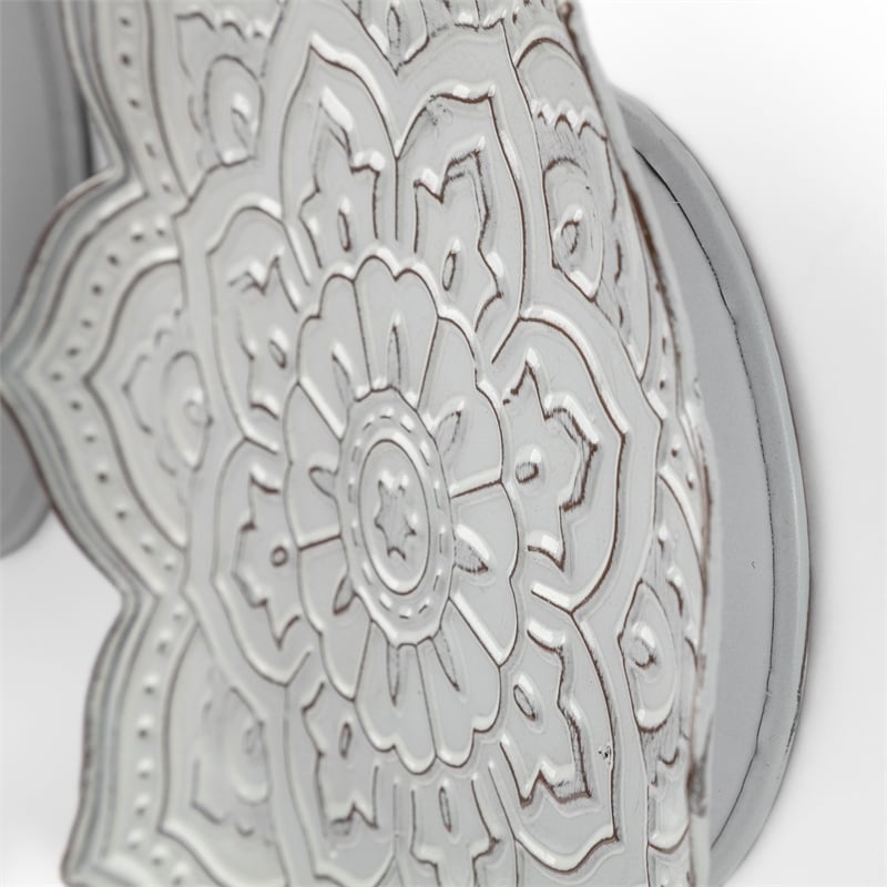 Miranda Set of 2 Stamped White/ Gray Metal Lotus Flower Wall Decor