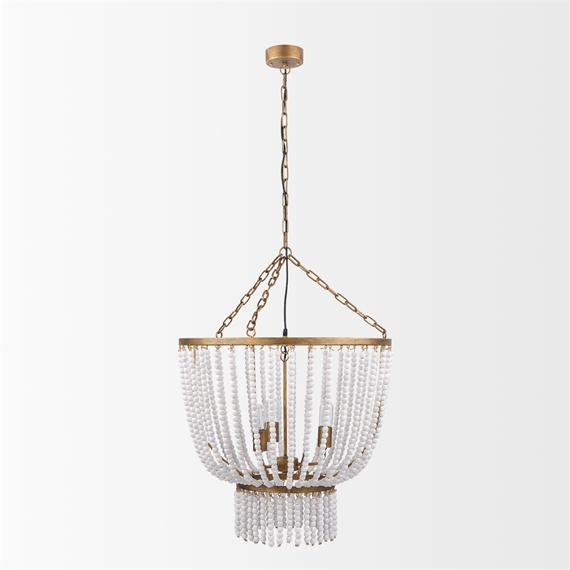 Mercana Rhone Gold Metal And Wood Beaded Chandelier