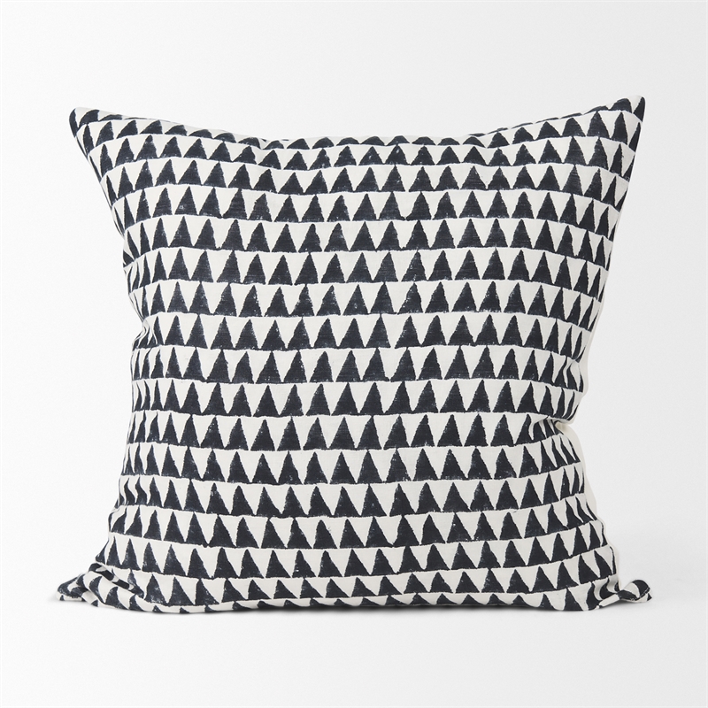 Mercana Jolie Cream W/ Black Print Linen Square Decorative Pillow Cover