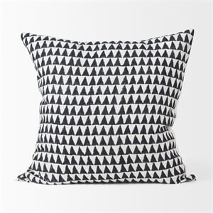 Mercana Jolie Cream W/ Black Print Linen Square Decorative Pillow Cover
