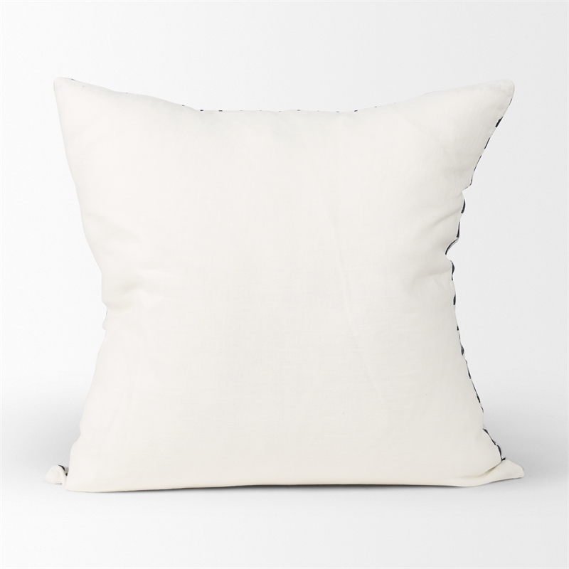 Mercana Jolie Cream W/ Black Print Linen Square Decorative Pillow Cover