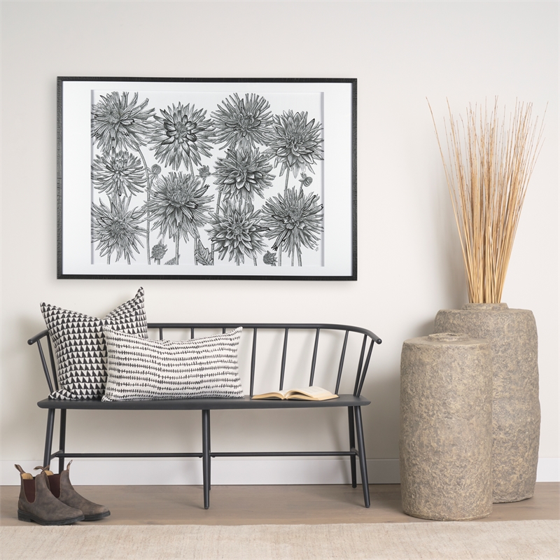 Mercana Jolie Cream W/ Black Print Linen Square Decorative Pillow Cover