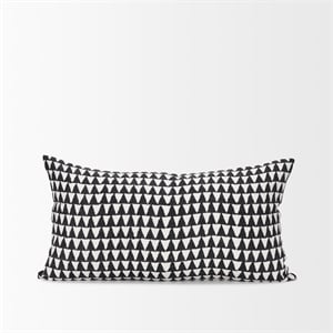 Mercana Jolie Cream W/ Black Print Linen Lumbar Decorative Pillow Cover