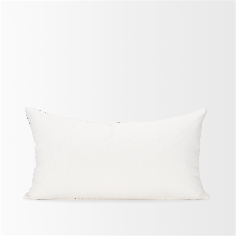 Mercana Jolie Cream W/ Black Print Linen Lumbar Decorative Pillow Cover