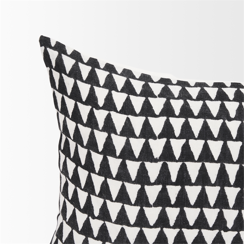 Mercana Jolie Cream W/ Black Print Linen Lumbar Decorative Pillow Cover