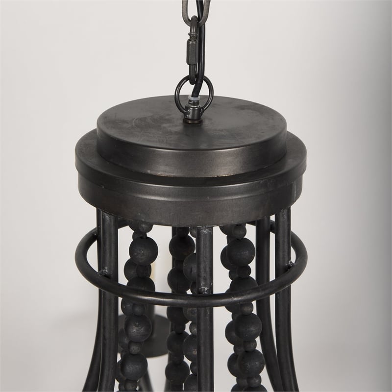 Mercana Selma Black Wood Bead And Metal Chandelier
