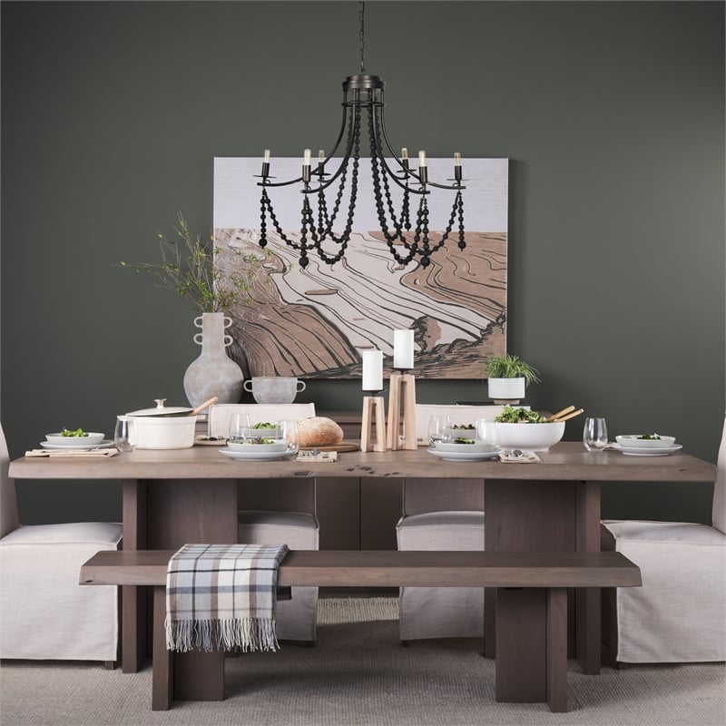 Mercana Selma Black Wood Bead And Metal Chandelier