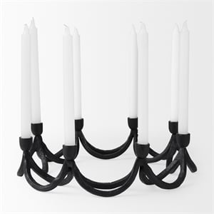 Mercana Seraph Round Candle Holder in Black