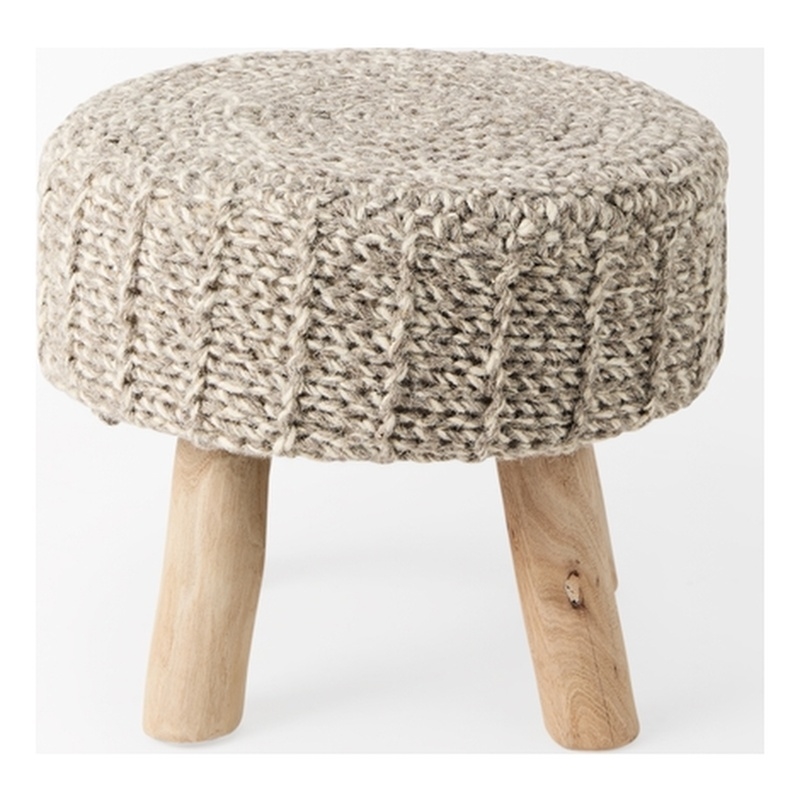 Mercana Bina 19.0L X 19.0W X 15.0H Taupe 4 Legged Wool Stool