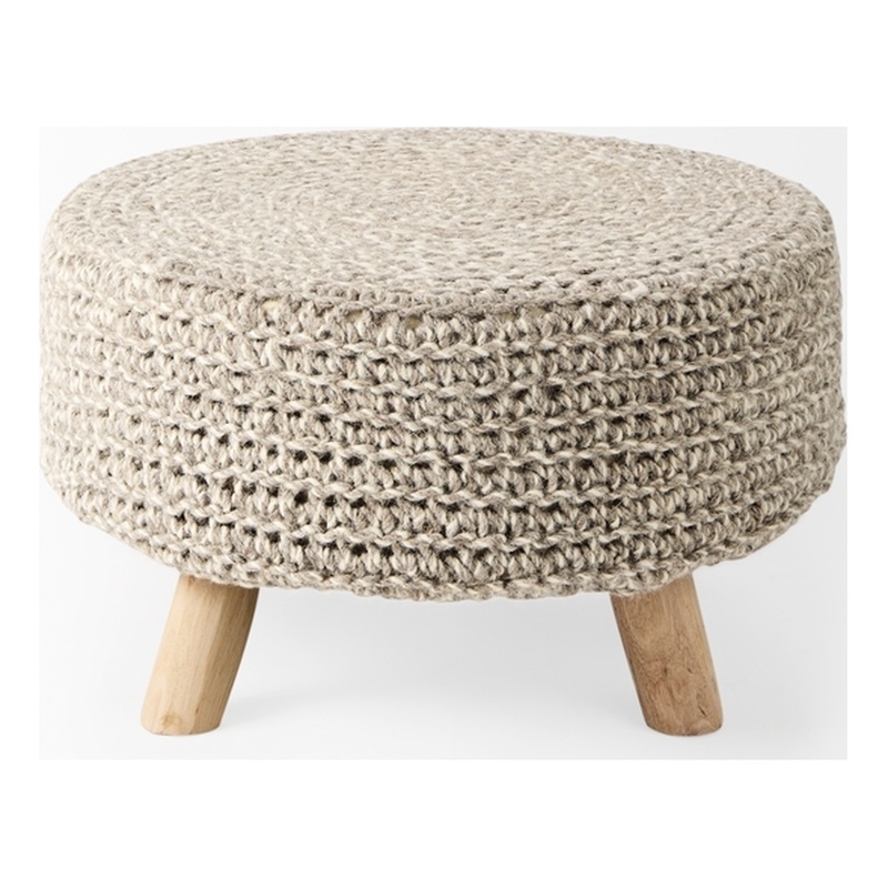 Mercana Bina 24.0L X 24.0W X 14.0H Light Gray 4 Legged Wool Stool