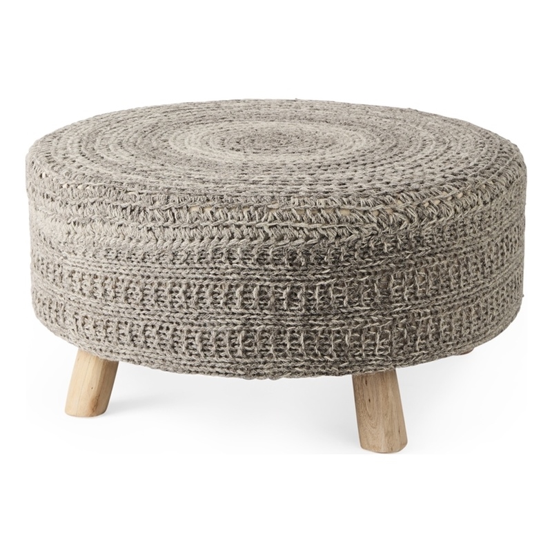 Mercana Bina 30.0L X 30.0W X 15.0H Dark Gray 4 Legged Wool Stool