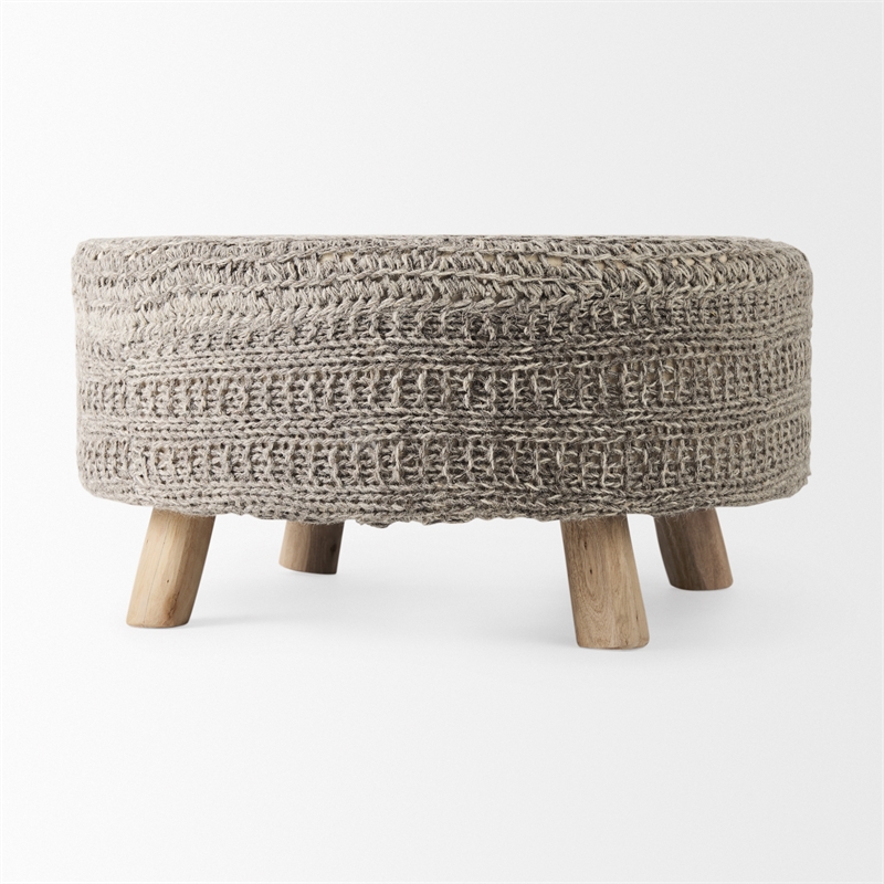 Mercana Bina 30.0L X 30.0W X 15.0H Dark Gray 4 Legged Wool Stool