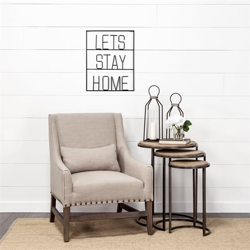 Mercana Let'S Stay Home Metal Wall Sign Cut-Out Typography in Black