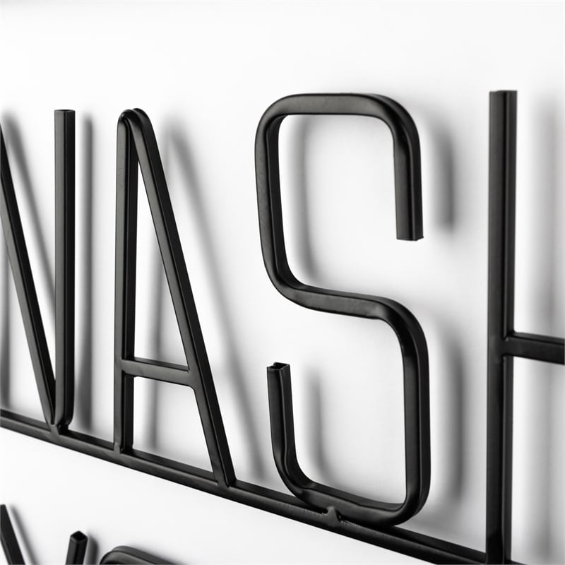 Mercana Wash Your Hands Metal Wall Sign Cut-Out Typography in Black