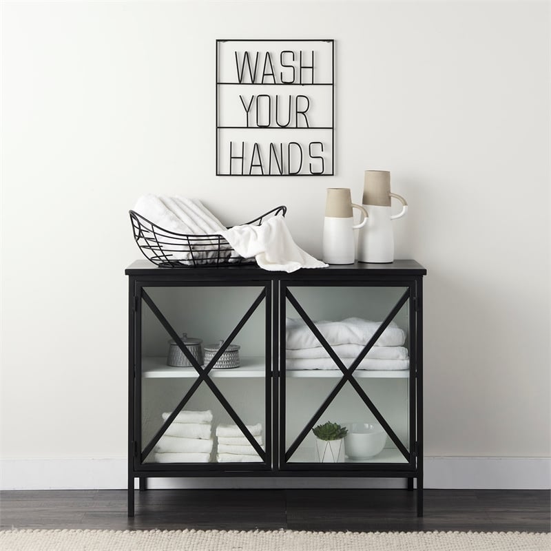 Mercana Wash Your Hands Metal Wall Sign Cut-Out Typography in Black