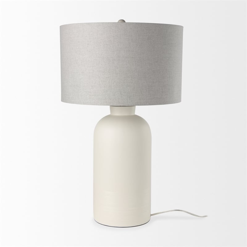 Mercana Cato 20.0L X 20.0W X 33.5H Cream Base W/White Shade Table Lamp