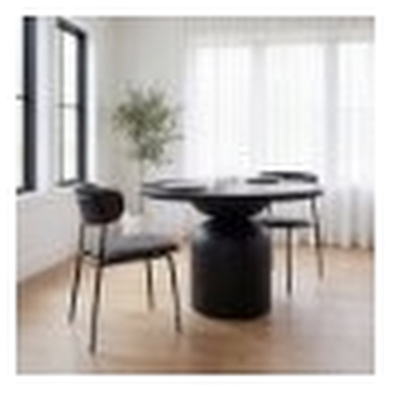Mercana Corey Dining Chair W/ Gray Fabric & Matte Black Metal Set of 2