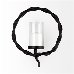 Mercana Rizwan Black Aluminum Braided Circular Candle Holder