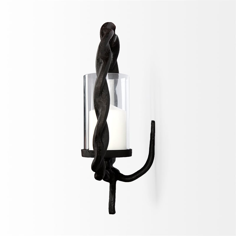 Mercana Rizwan Black Aluminum Braided Circular Candle Holder