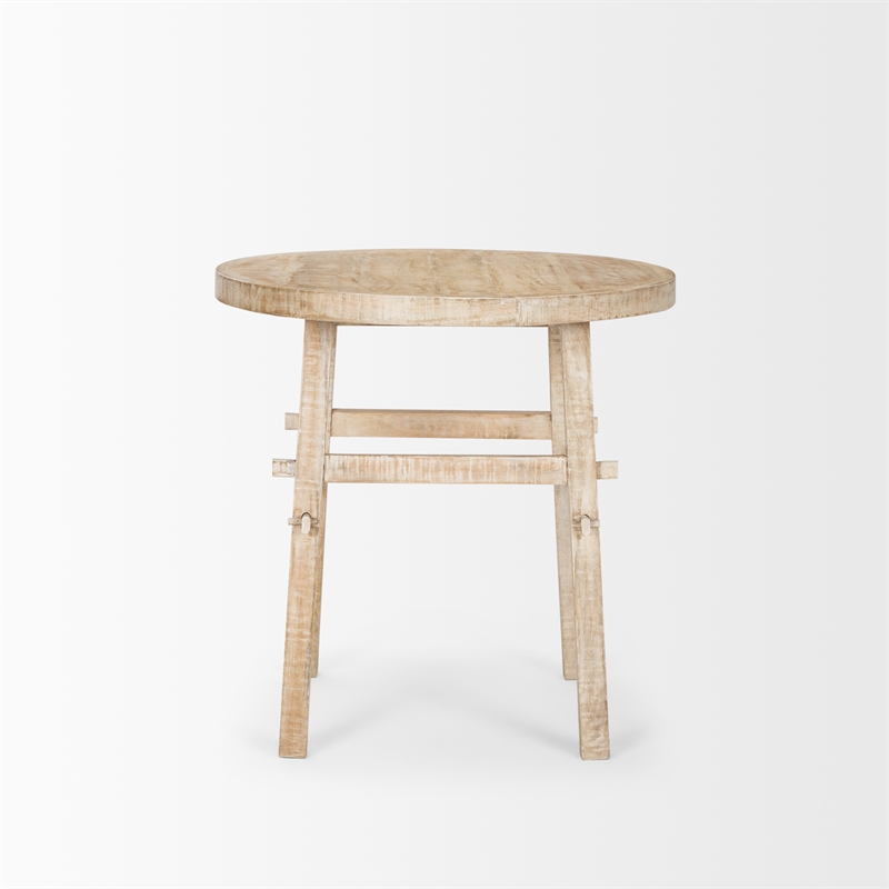 Mercana Rosie Large Blonde Wood End Table in White