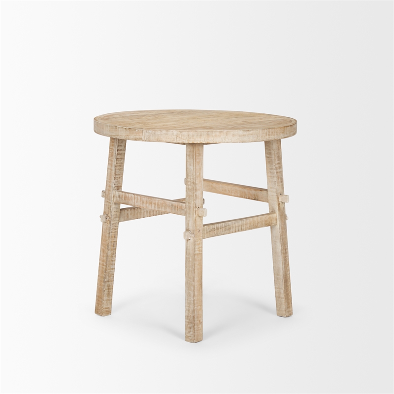 Mercana Rosie Large Blonde Wood End Table in White