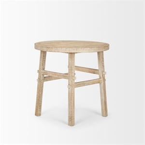 Mercana Rosie Large Blonde Wood End Table in White