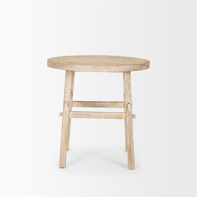 Mercana Rosie Large Blonde Wood End Table in White