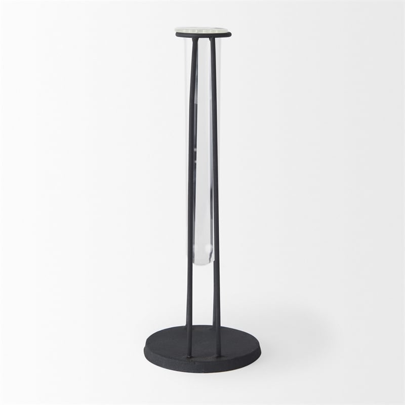 Mercana Aria 4.5L X 3.9W X 11.0H Metal And Glass Holder Object in Black