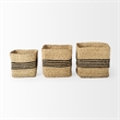Mercana Cullen Gray Twisted Seagrass Square Basket (Set Of 3)