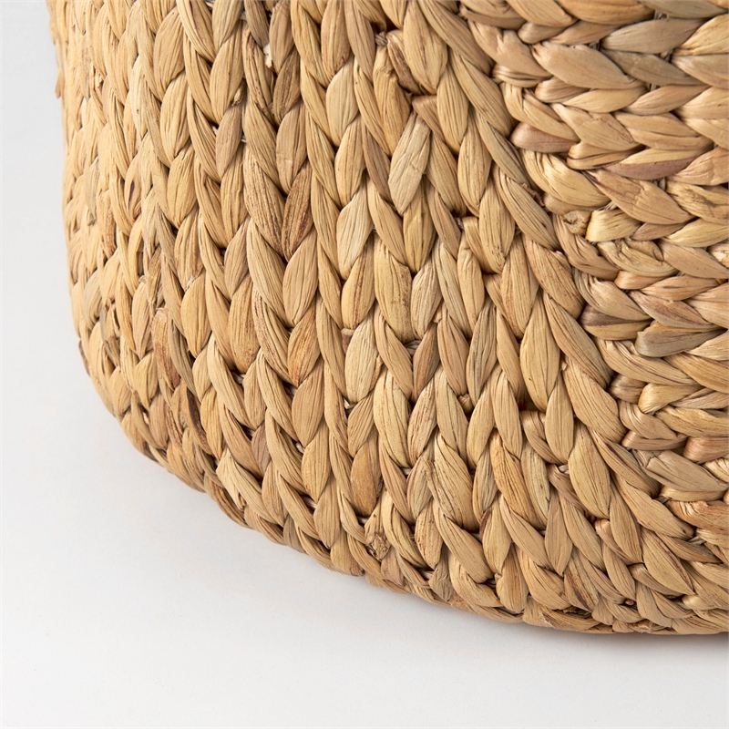 Mercana Sivan Light Brown Water Hyacinth Round Basket W/ Handles in Set Of 3