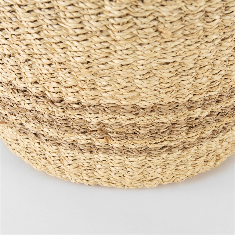 Mercana Vance Light Brown Palm Leaf And Seagrass Round Basket W/ Handles