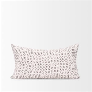 Mercana Jayden Cream W/ Merlot Print Linen Lumbar Decorative Pillow Cover