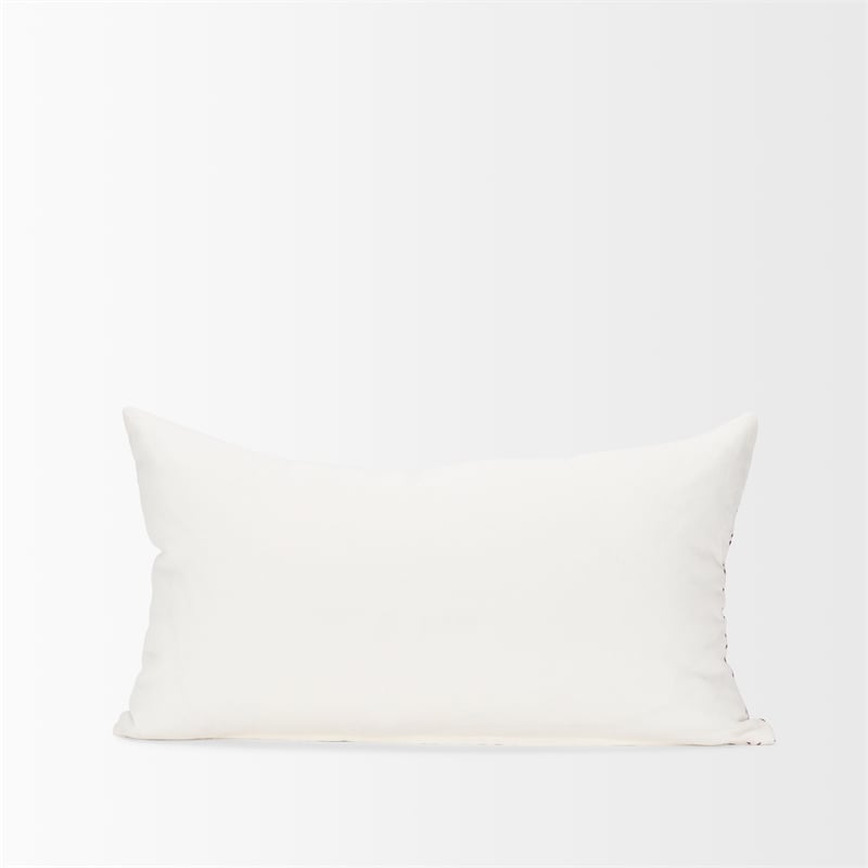 Mercana Jayden Cream W/ Merlot Print Linen Lumbar Decorative Pillow Cover