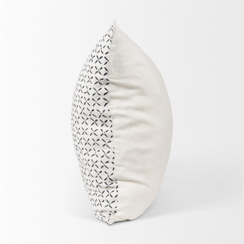 Mercana Jayden Cream W/ Black Print Linen Square Decorative Pillow Cover