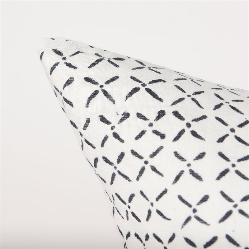 Mercana Jayden Cream W/ Black Print Linen Square Decorative Pillow Cover