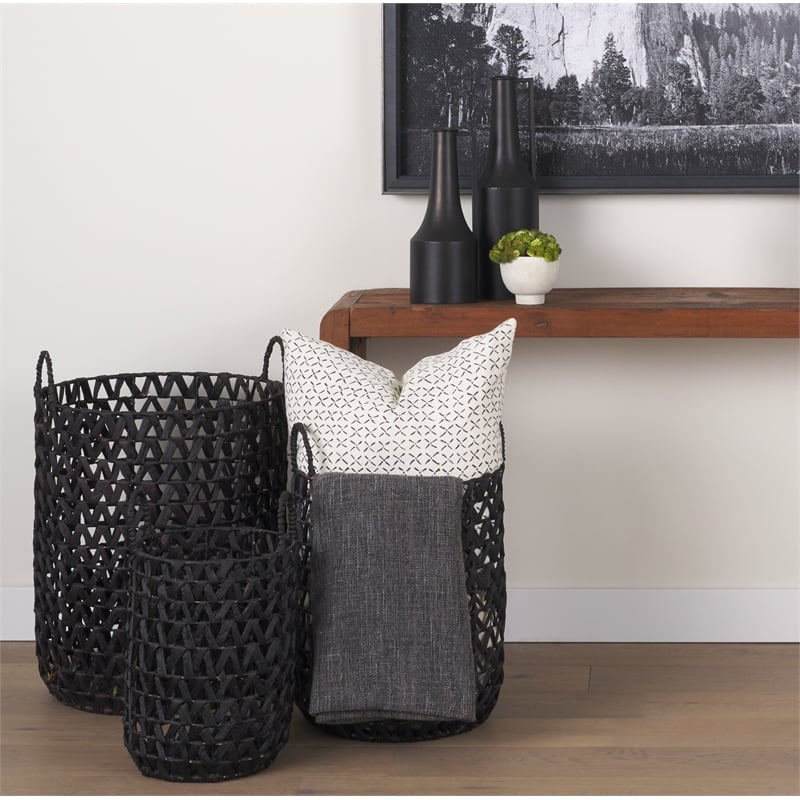 Mercana Jayden Cream W/ Black Print Linen Square Decorative Pillow Cover