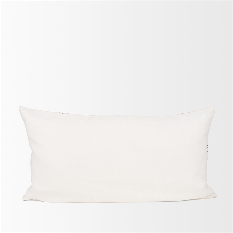 Mercana Jayden Cream W/ Black Print Linen Lumbar Decorative Pillow Cover