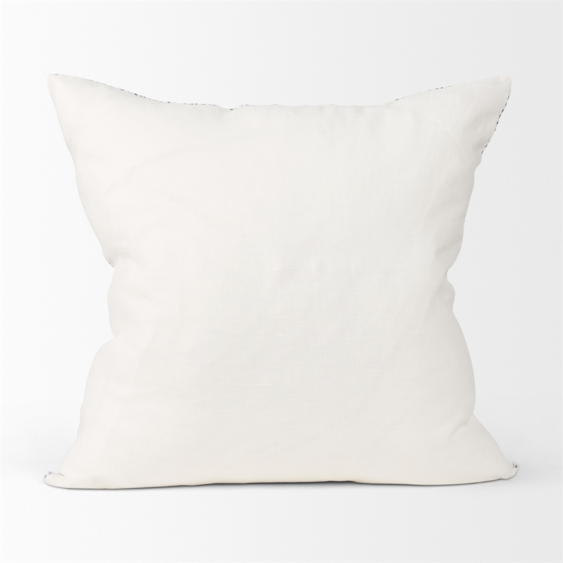 Mercana Jennelle Cream W/ indigo Print Linen Square Decorative Pillow Cover