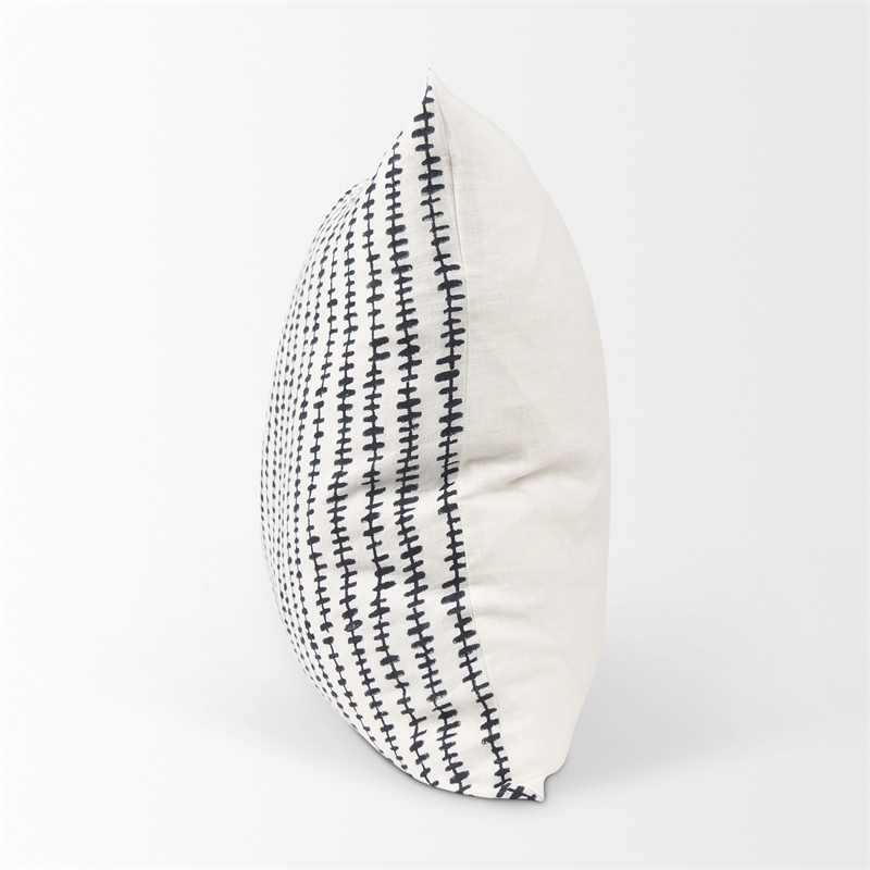 Mercana Jenna Cream W/ Black Print Linen Square Decorative Pillow Cover