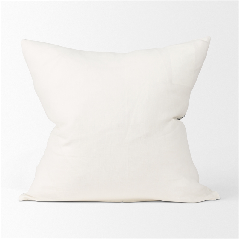 Mercana Jenna Cream W/ Black Print Linen Square Decorative Pillow Cover