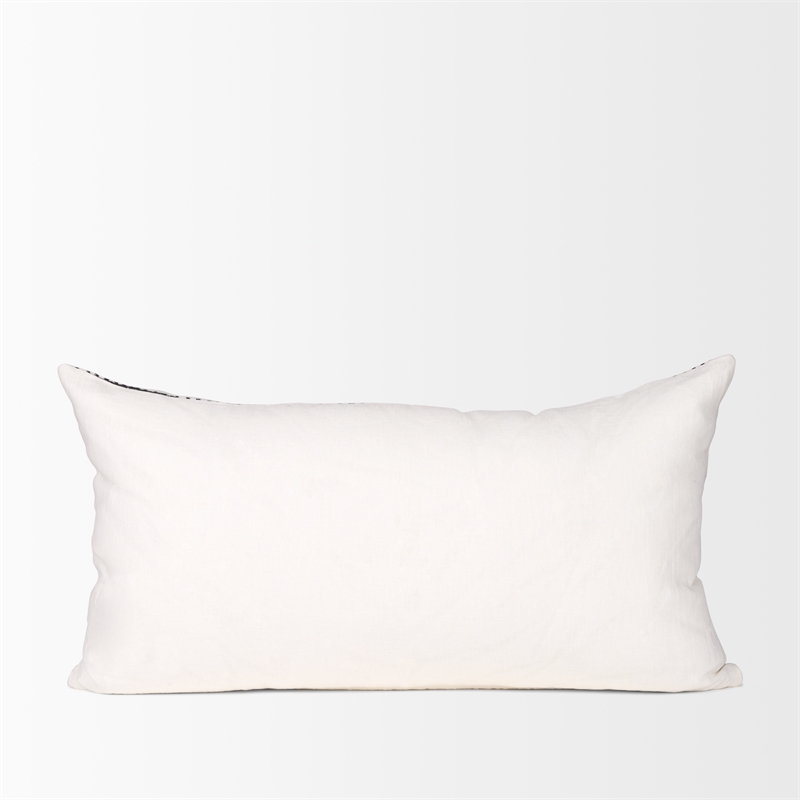 Mercana Jenna Cream W/ Black Print Linen Lumbar Decorative Pillow Cover