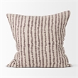 Mercana Jenna Beige/Cream W/ Merlot Print Linen Square Decorative Pillow Cover
