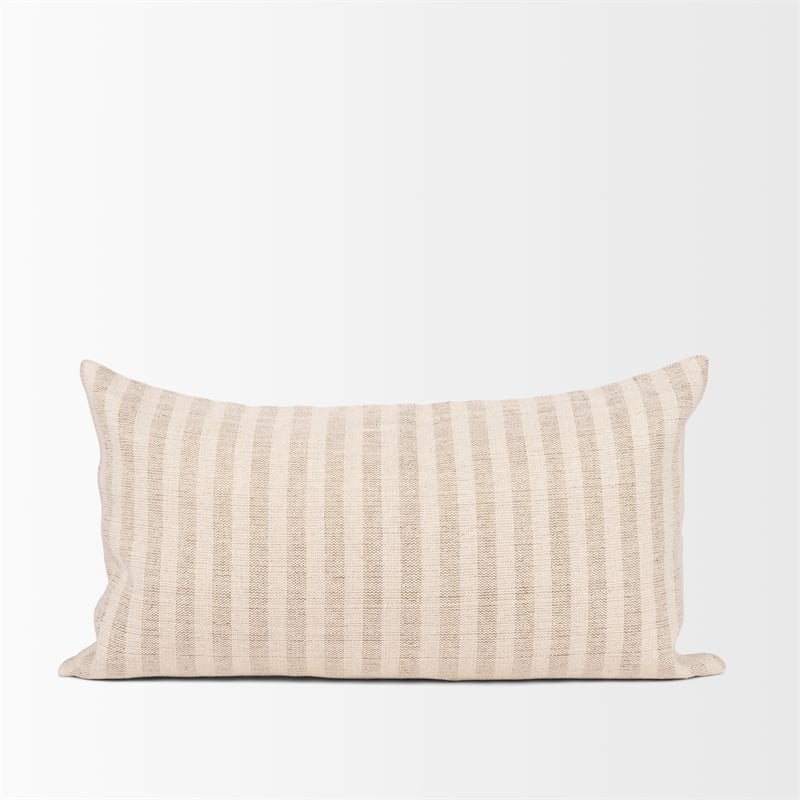 Mercana Jace Cream W/ Beige/Cream Stripe Lumbar Decorative Pillow Cover