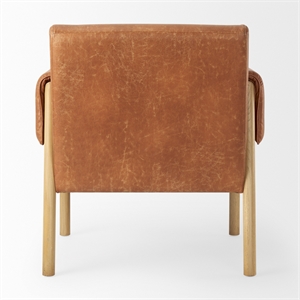 Mercana Ashton Brown Faux Leather Fabric W/ Light Wood Accent Chair