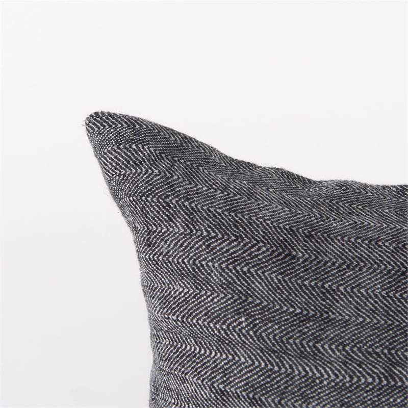 Mercana Sibyl Black Fabric Striped And White Fringed Decorative Pillow Cover