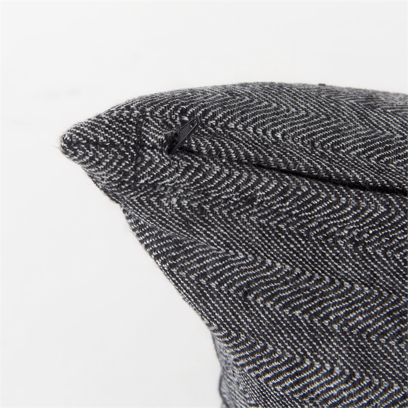 Mercana Sibyl Black Fabric Striped And White Fringed Decorative Pillow Cover
