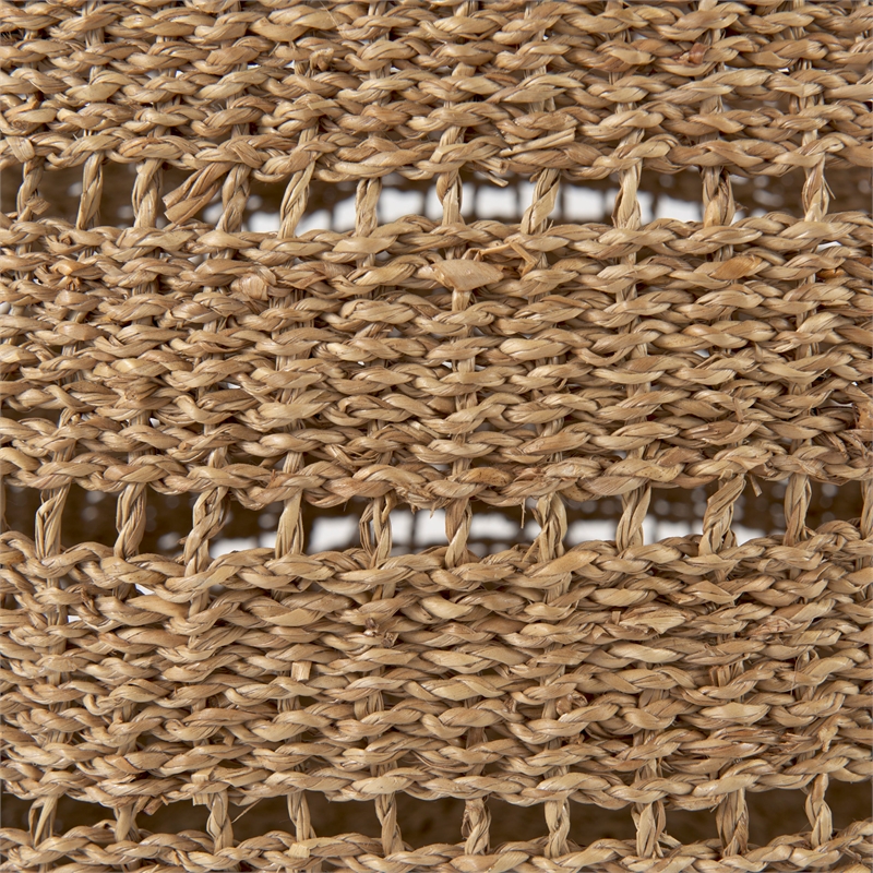 Mercana Hayes Medium Brown Seagrass Round Basket With Stripe Pattern in Set Of 2